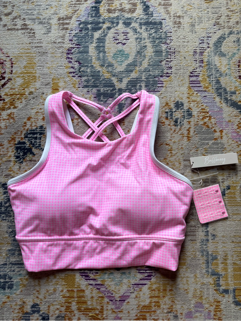 Buff bunny Geo Sports Bra Pink Gingham - Picture 6 of 9